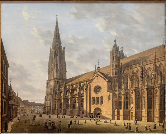 The Freiburg Cathedral, vintage artwork by Domenico Quaglio the Younger, 12x8" (A4) Poster