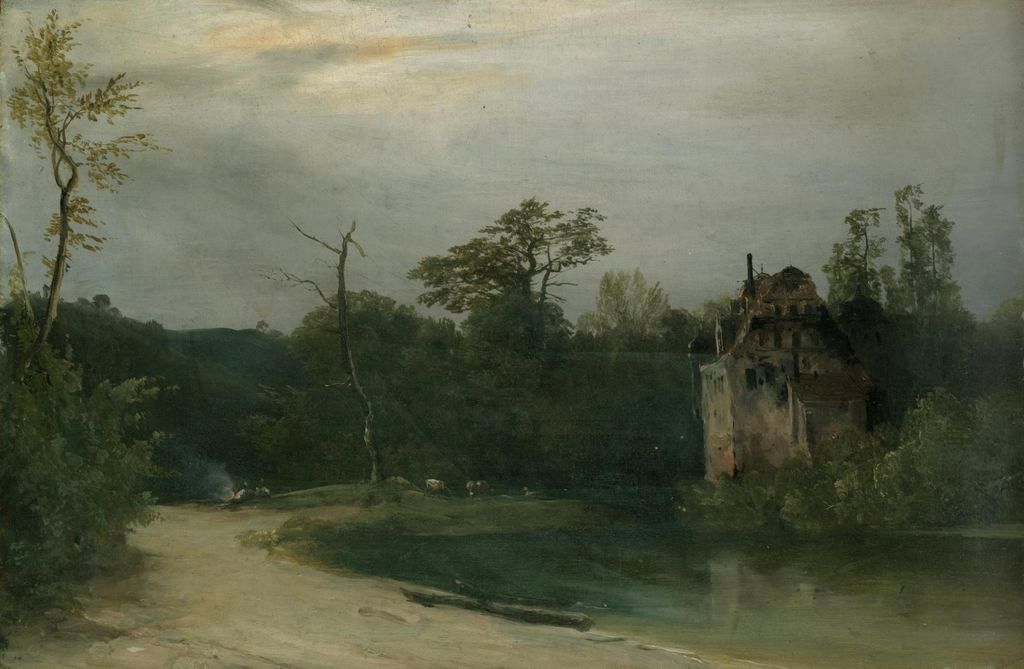 Castle in a Wooded Landscape, vintage artwork by Carl Blechen, A3 (16x12") Poster Print