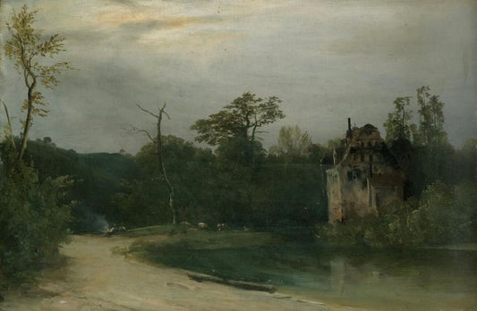 Castle in a Wooded Landscape, vintage artwork by Carl Blechen, A3 (16x12") Poster Print