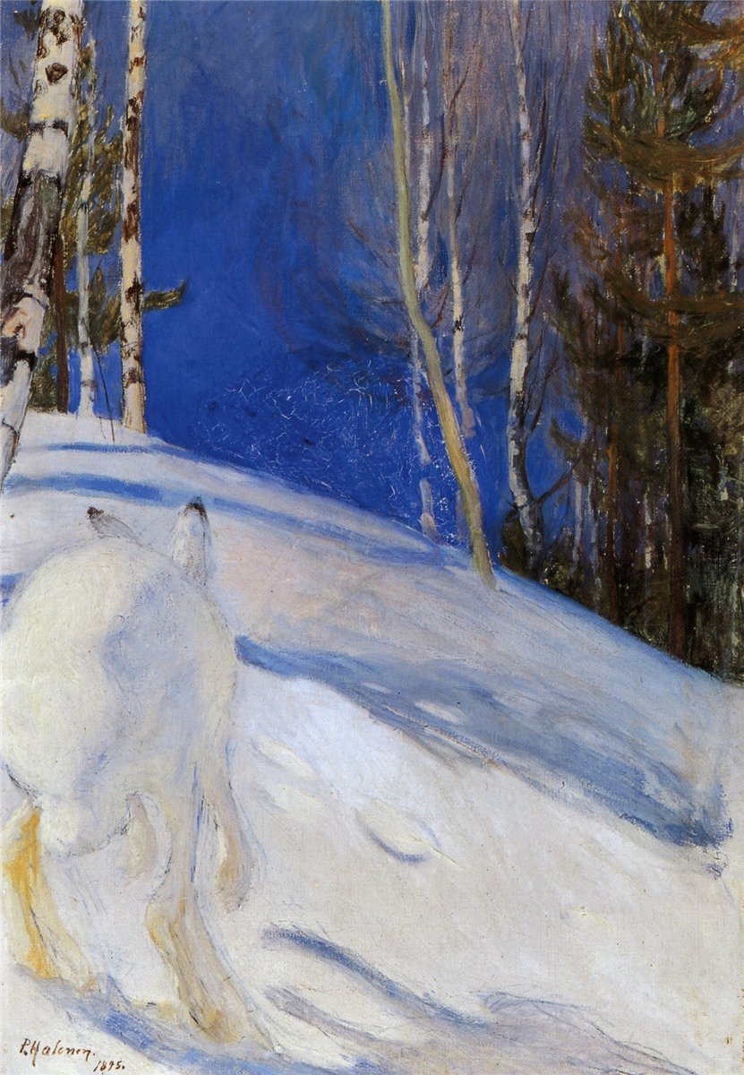 Hare in the Snow, vintage artwork by Pekka Halonen, 12x8" (A4) Poster