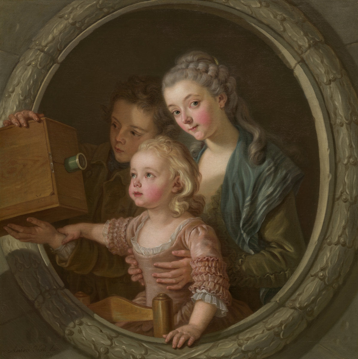 The Camera Obscura, vintage artwork by Charles-Amedee-Philippe Van Loo, 12x8" (A4) Poster