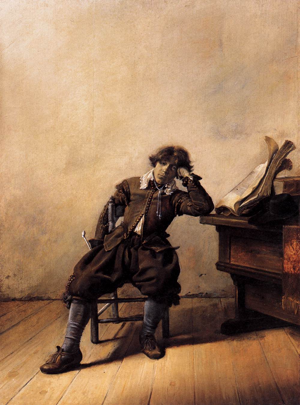 Young Scholar in His Study:  Melancholy, vintage artwork by Pieter Codde, 12x8" (A4) Poster