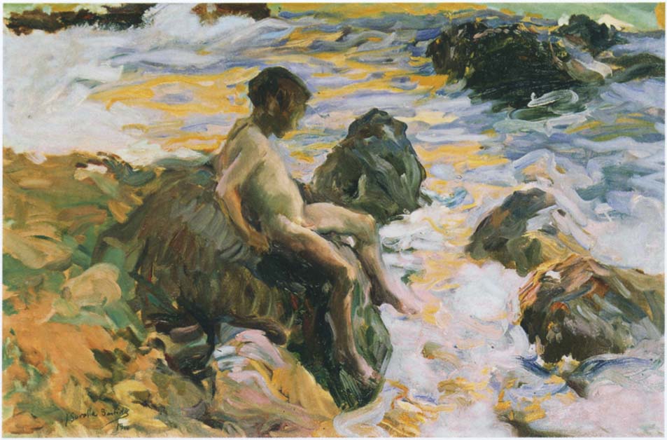 Boy in Sea Foam, vintage artwork by Joaquin Sorolla y Bastida, 12x8" (A4) Poster