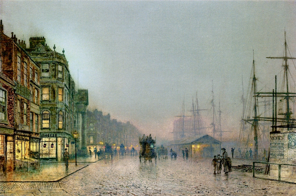 Liverpool Lights, vintage artwork by John Atkinson Grimshaw, 12x8" (A4) Poster