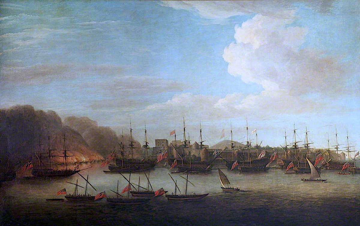 The Capture of Geriah, February 1756, vintage artwork by Dominic Serres, 12x8" (A4) Poster
