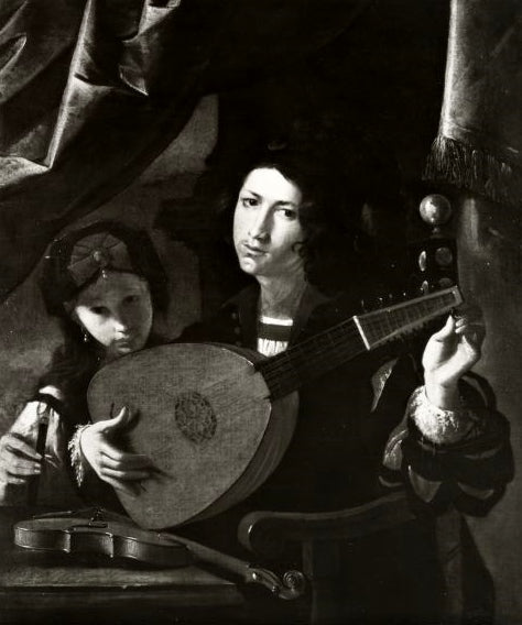Suonatori di liuto, vintage artwork by Pietro Paolini, 12x8" (A4) Poster