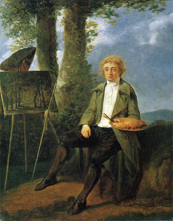 Conrad Gessner in a Landscape, vintage artwork by Jacques Sablet, 12x8" (A4) Poster