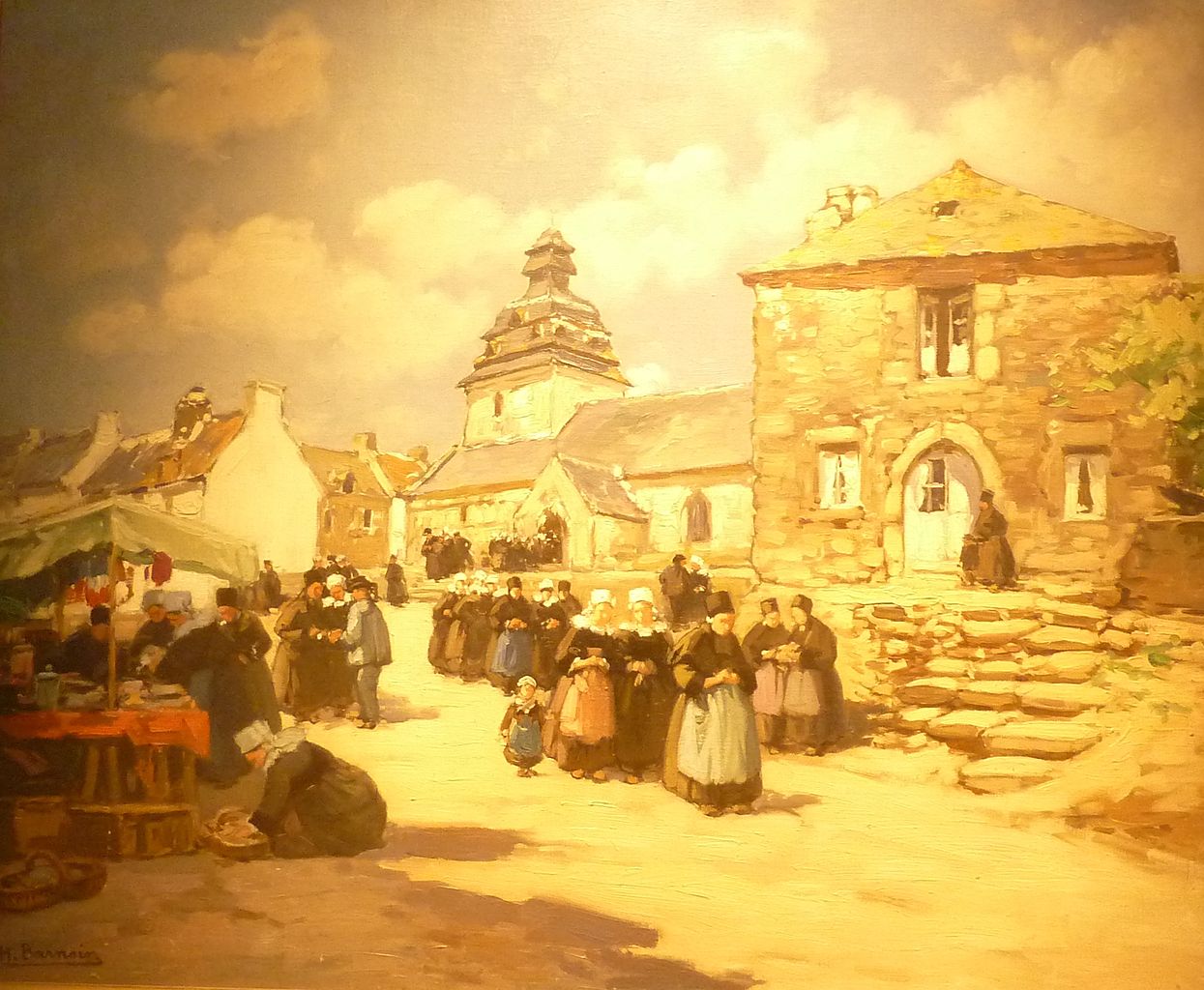 Sortie de messe au Faouët by Henri Alphonse Barnoin,16x12(A3) Poster