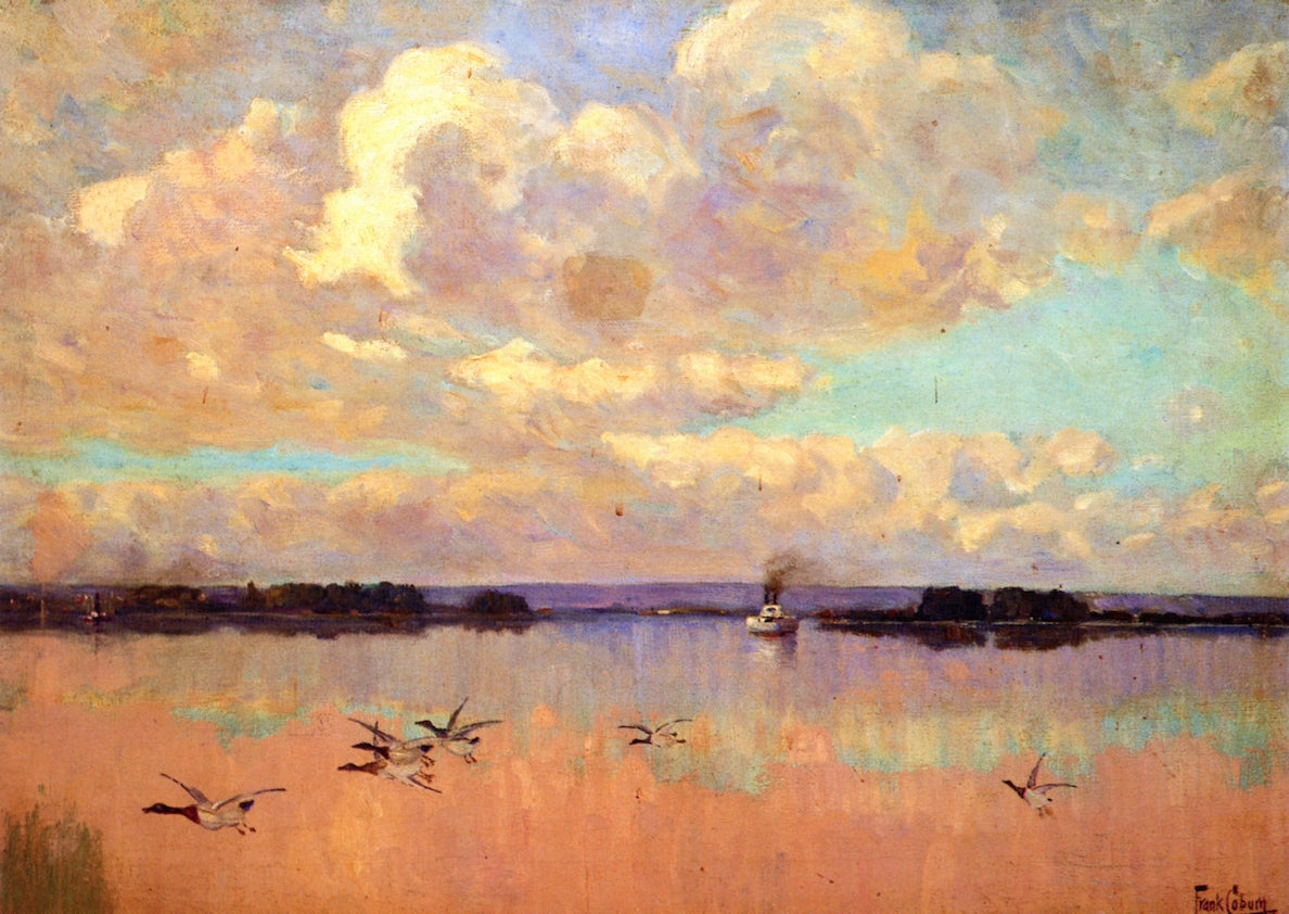 Dawn on the Mississippi, vintage artwork by Frank Coburn, 12x8" (A4) Poster
