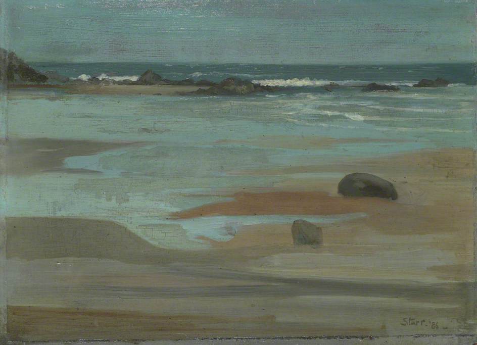 Beach, Looking out to Sea, vintage artwork by Sidney Starr, 12x8" (A4) Poster
