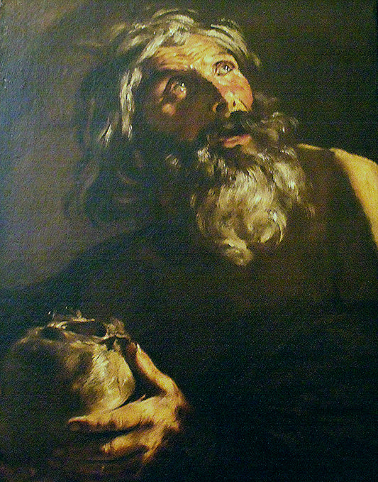 St. Jerome, vintage artwork by Luciano Borzone, 12x8" (A4) Poster