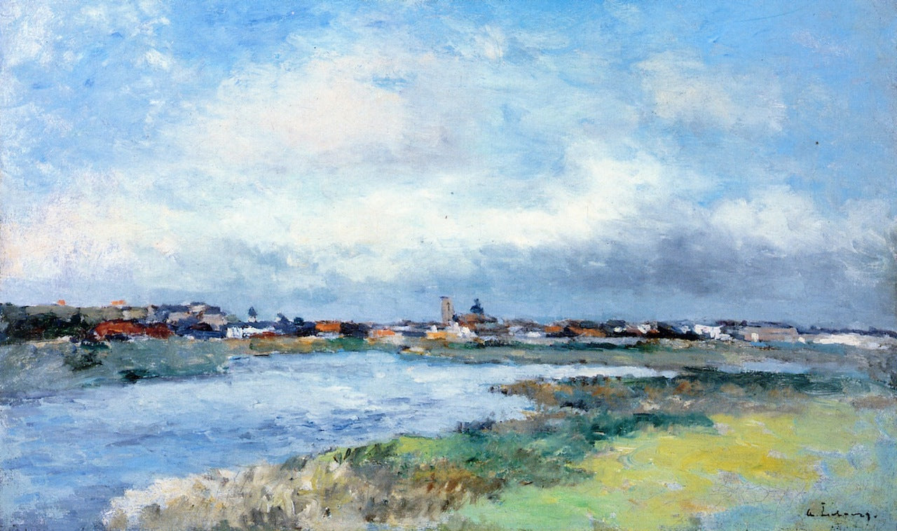 The Allier River at Pont du Château, vintage artwork by Albert Lebourg, 12x8" (A4) Poster