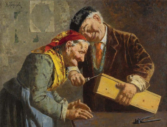 Can you guess?, vintage artwork by Eugenio Zampighi, 12x8" (A4) Poster