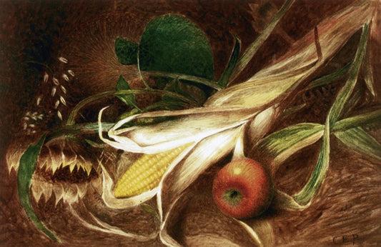 Still LIfe with Corn, vintage artwork by Charles Ethan Porter, 12x8" (A4) Poster