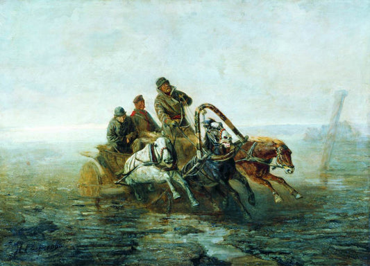 On the Way to Siberia, vintage artwork by Nikolai Sverchkov, A3 (16x12") Poster Print