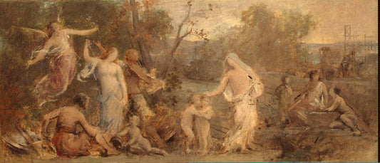 Allegory Of Life, vintage artwork by Pierre Puvis de Chavannes, 12x8" (A4) Poster