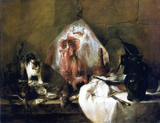 The Skate, vintage artwork by Jean-Baptiste-Simeon Chardin, 12x8" (A4) Poster