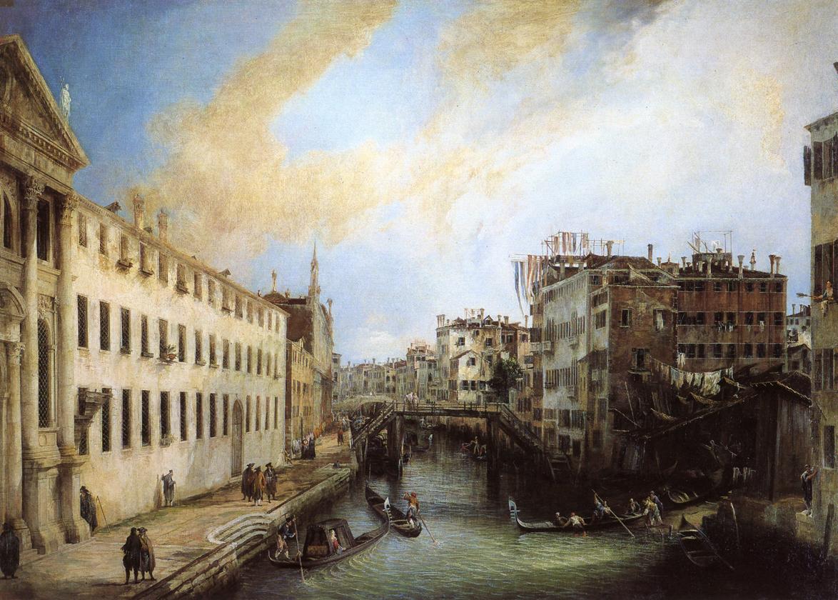 Rio dei Mendicanti: Looking South, vintage artwork by Canaletto, 12x8" (A4) Poster