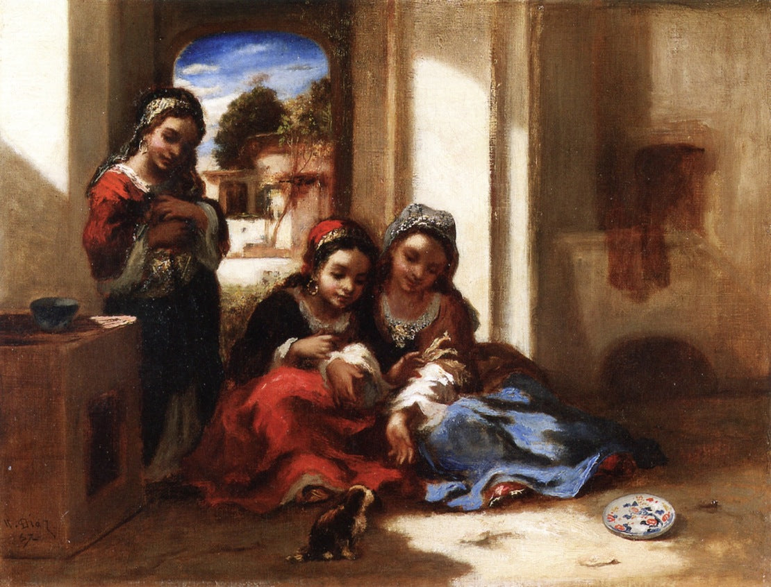 Arab Children Playing, vintage artwork by Narcisse Dìaz de la Peña, A3 (16x12") Poster Print