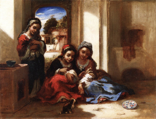 Arab Children Playing, vintage artwork by Narcisse Dìaz de la Peña, A3 (16x12") Poster Print