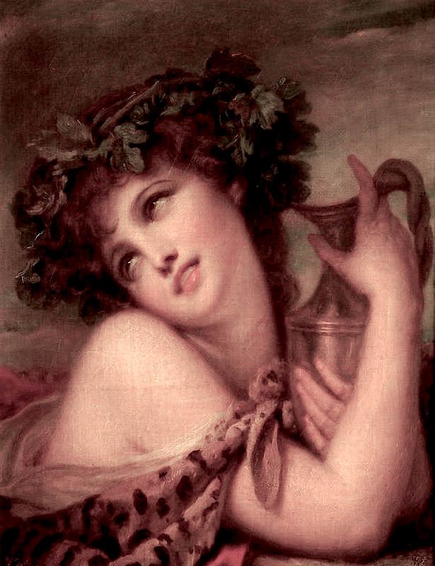 Bacchante with an Amphora, vintage artwork by Jean-Baptiste Greuze, 12x8" (A4) Poster