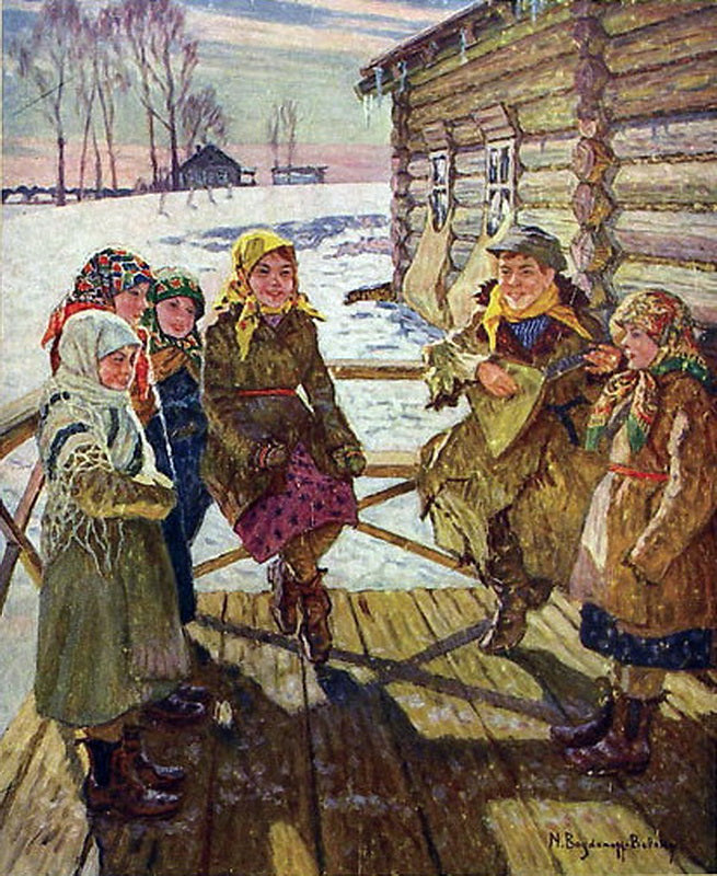 elebration on the Porch by Nikolai Petrovich Bogdanov-Belsky,A3(16x12")Poster