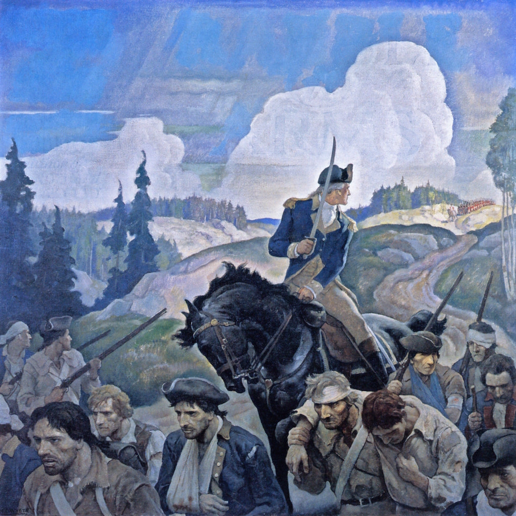 Benedict Arnold and Men, vintage artwork by Newell Convers (N.C.) Wyeth, 12x8" (A4) Poster
