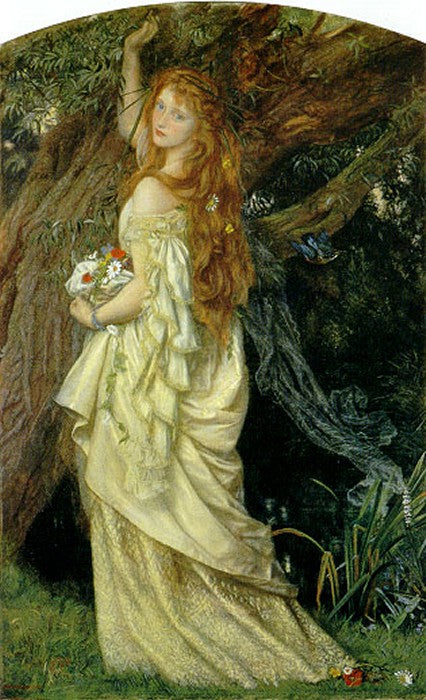 Ophelia ("And will he not come again?"), vintage artwork by Arthur Hughes, 12x8" (A4) Poster