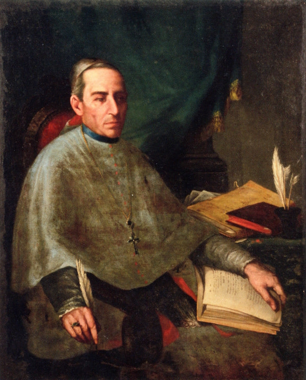 Portrait of Fray Iñigo Abbad y Lasierra, vintage artwork by Francisco Oller, 12x8" (A4) Poster