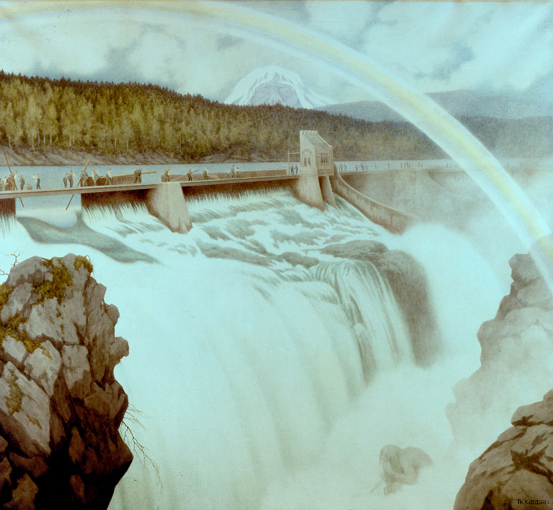 The Dam at Lake Klouman by Theodor Severin Kittelsen,A3(16x12")Poster