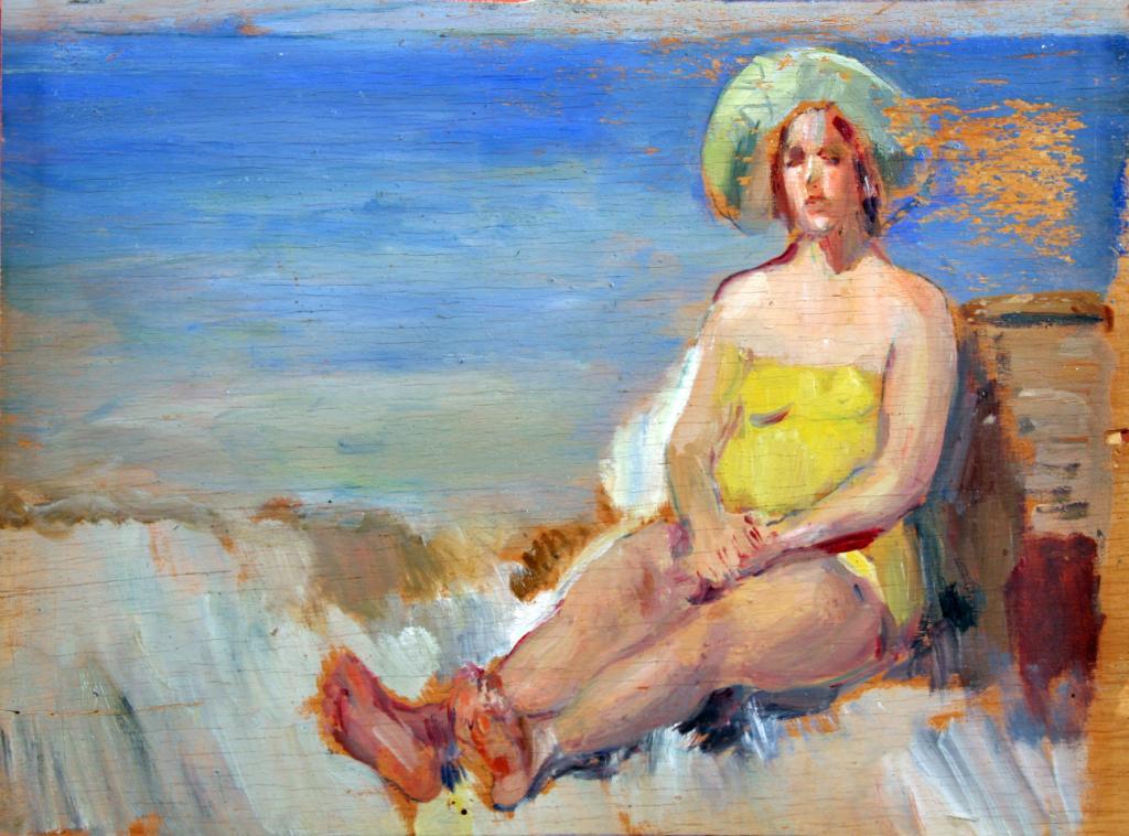 Bather, vintage artwork by Luigi Crisconio, 12x8" (A4) Poster