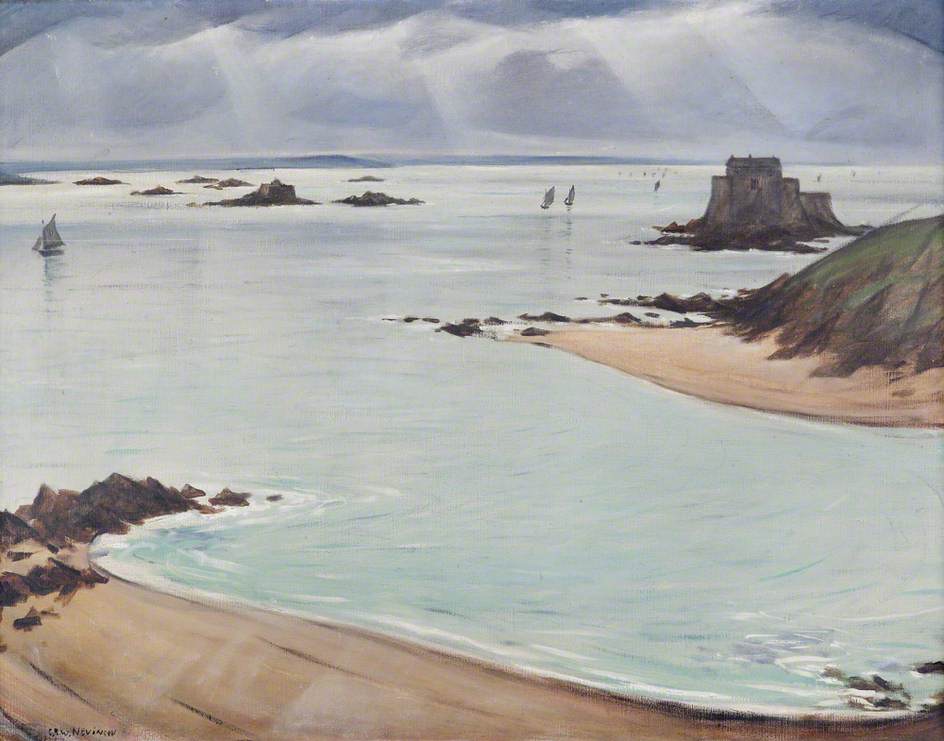 St Malo, France, vintage artwork by Christopher Nevinson, 12x8" (A4) Poster