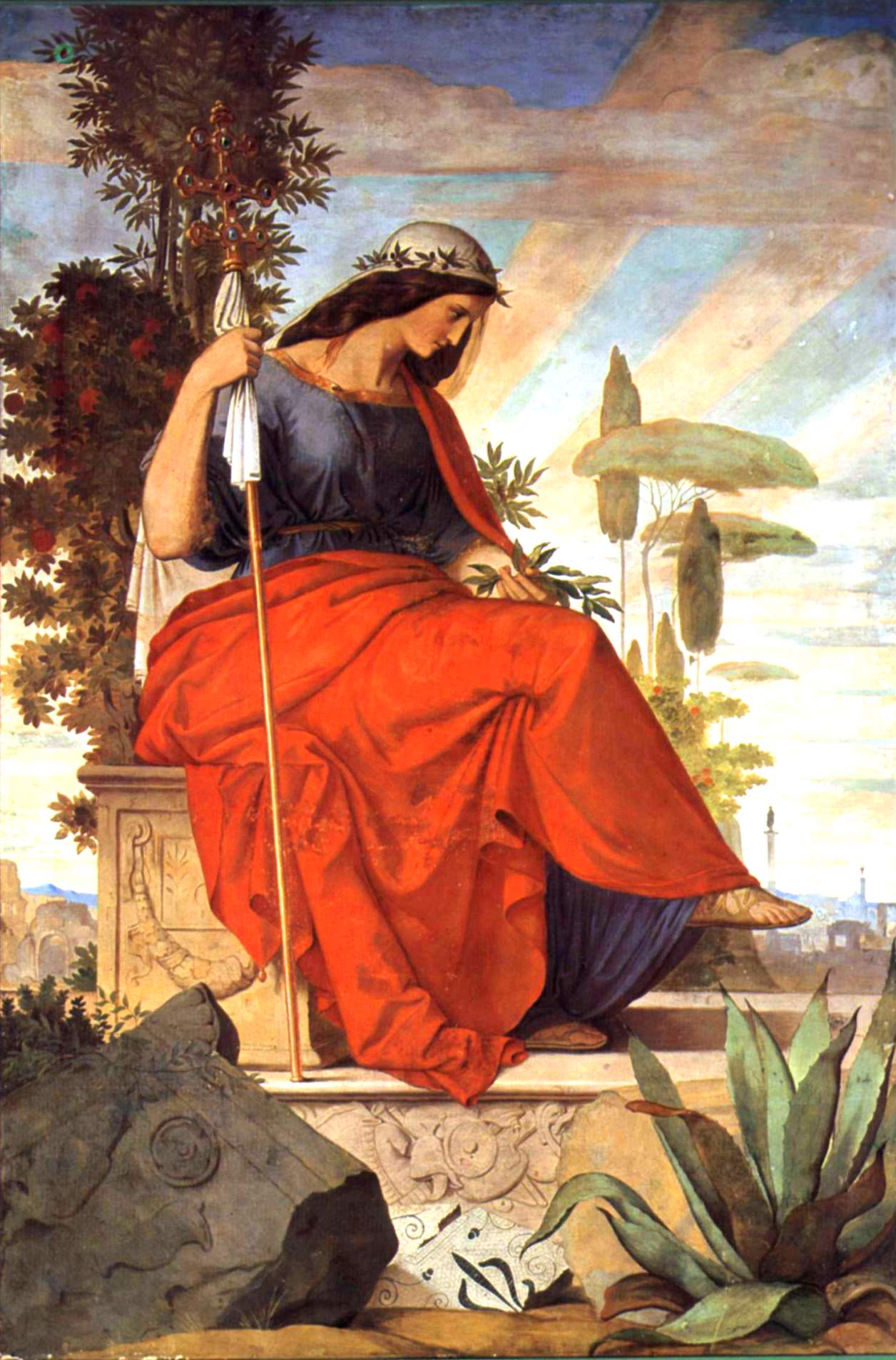 Allegorical figure of Italia, vintage artwork by Philipp Veit, A3 (16x12") Poster Print
