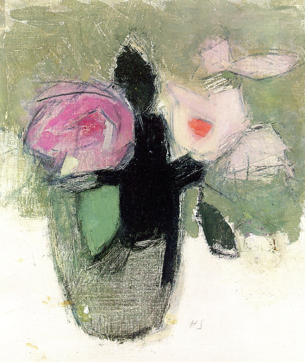 Red Roses in a Glass Bowl, vintage artwork by Helene Schjerfbeck, 12x8" (A4) Poster
