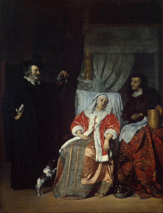 Visit of the Physician, vintage artwork by Gabriël Metsu, 12x8" (A4) Poster