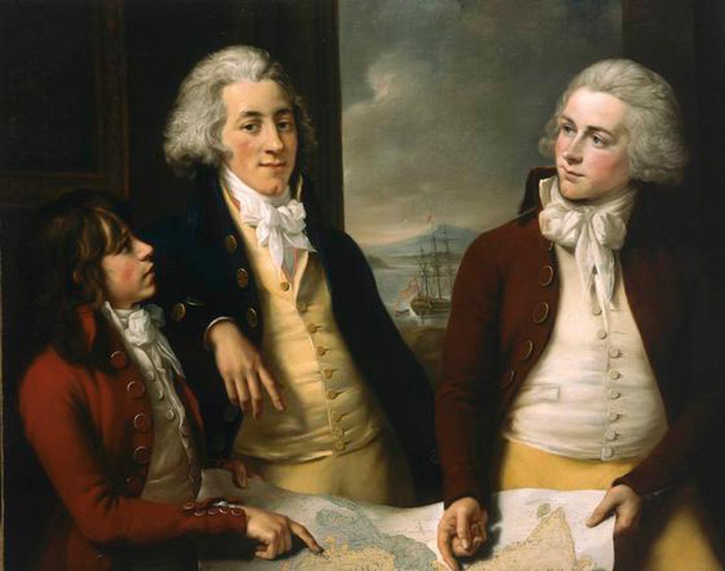 The three sons of William Money, an early director of the East India Company., vintage artwork by John Francis Rigaud, 12x8" (A4) Poster