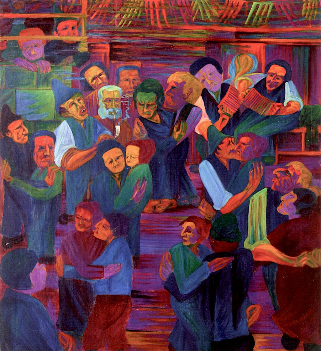 Alpine Church Dance, vintage artwork by Philipp Bauknecht, 12x8" (A4) Poster