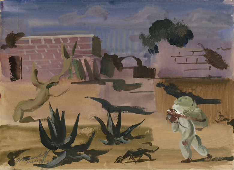 Mexican Scene, vintage artwork by Alexander Evgenievich Yakovlev, 12x8" (A4) Poster