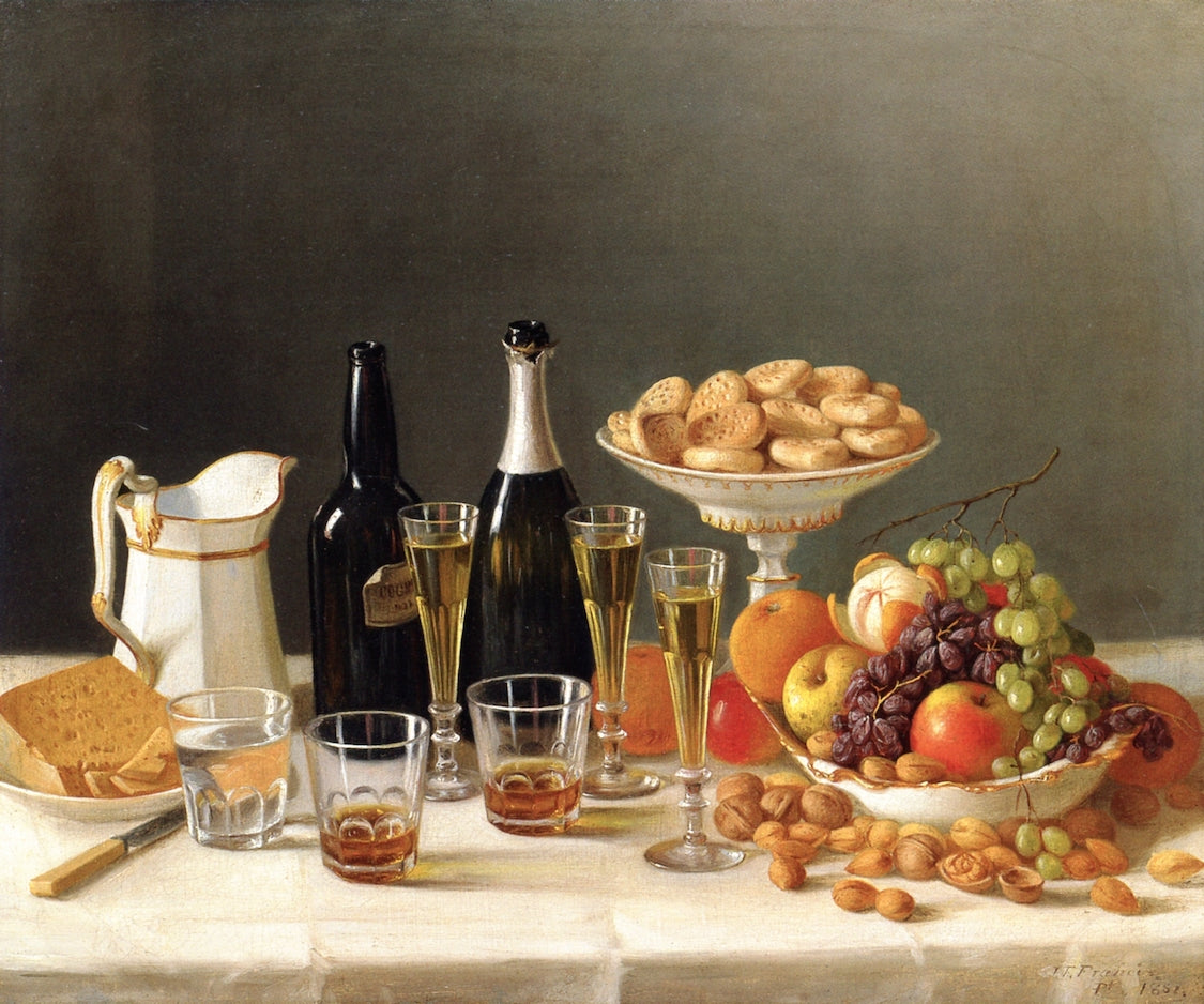 Wine, Cheese and Fruit, vintage artwork by John F. Francis, A3 (16x12") Poster Print