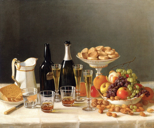 Wine, Cheese and Fruit, vintage artwork by John F. Francis, A3 (16x12") Poster Print