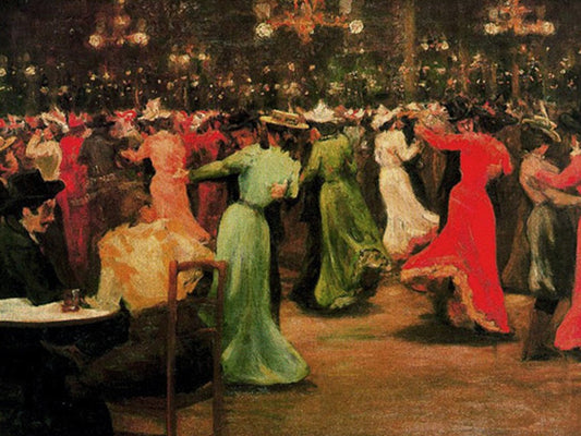 Ball at the Moulin de la Galette, vintage artwork by Pere Ysern i Alie, 12x8" (A4) Poster