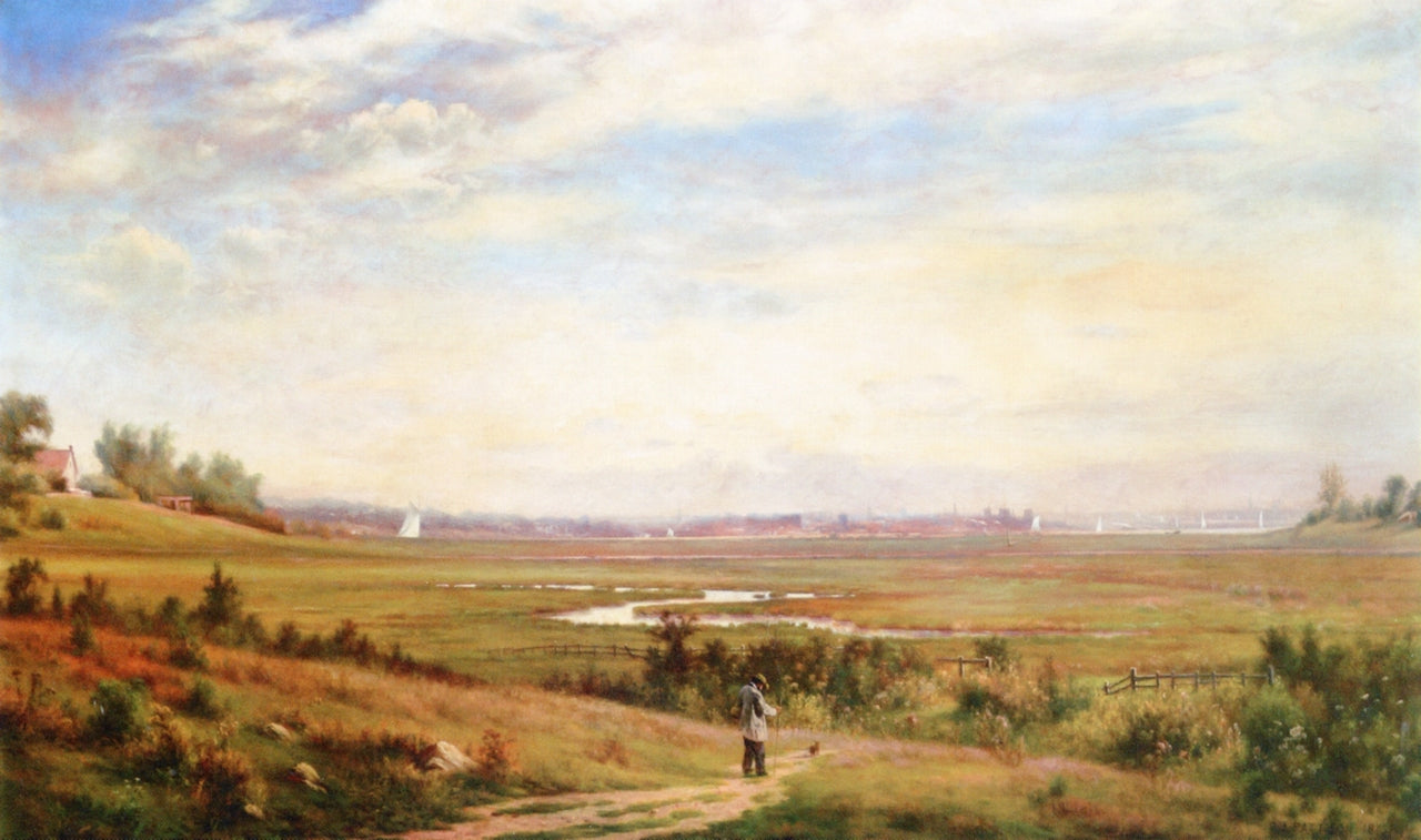 Brooklyn with Staten Island in the Distance, vintage artwork by Robert J. Pattison, 12x8" (A4) Poster