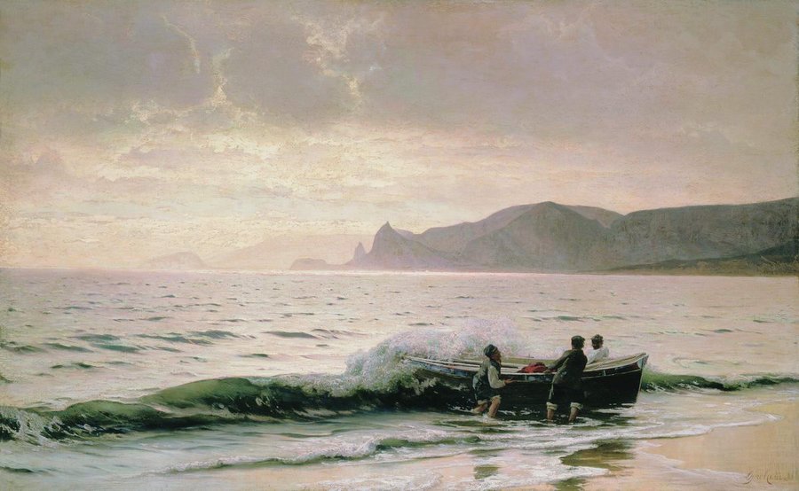 The Coast of Sudak, Crimea, vintage artwork by Vladimir Orlovsky, 12x8" (A4) Poster
