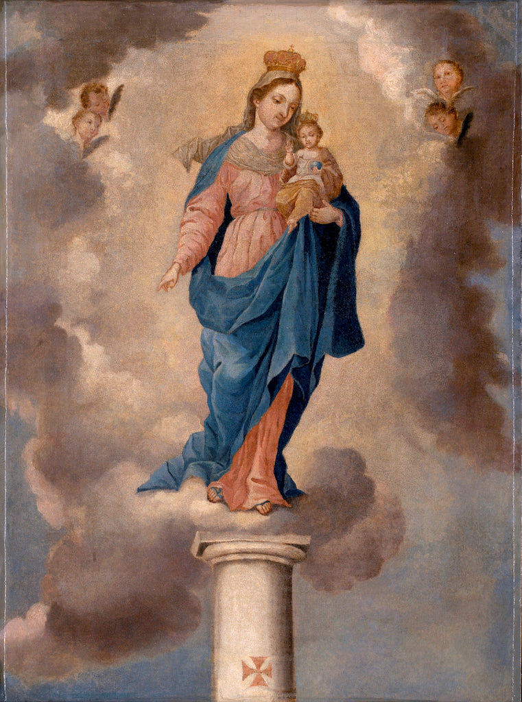 La Virgen del pilar, vintage artwork by Jose Campeche y Jordán, 12x8" (A4) Poster