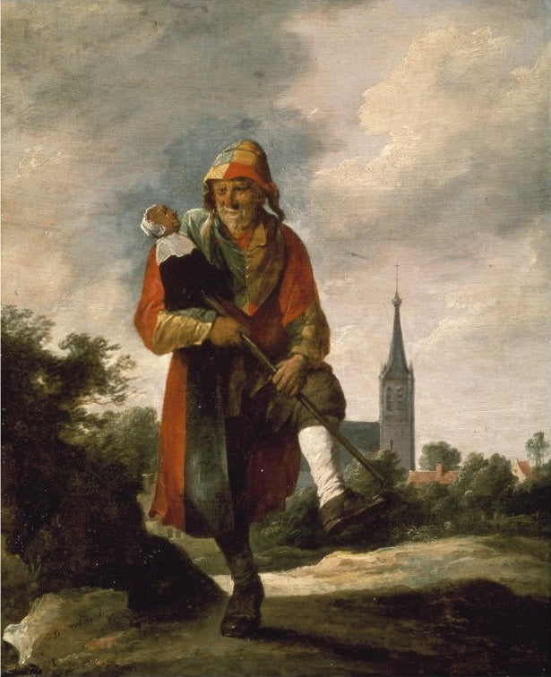 Jester, vintage artwork by David Teniers (II), 12x8" (A4) Poster