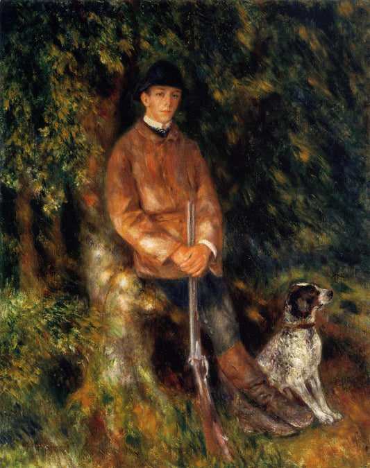 Alfred Berard and His Dog, vintage artwork by Pierre Auguste Renoir, 12x8" (A4) Poster