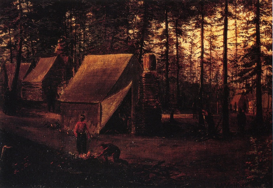 Confederate Encampment at Seven Pines (Fair Oaks) Virginia, vintage artwork by William Aiken Walker, 12x8" (A4) Poster