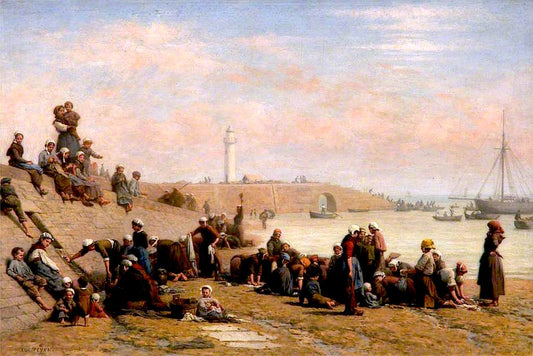 Oyster Fishers, vintage artwork by Jacques-Eugene Feyen, A3 (16x12") Poster Print