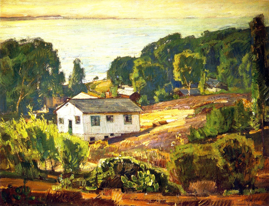 Houses along the Coast, vintage artwork by William Wendt, 12x8" (A4) Poster