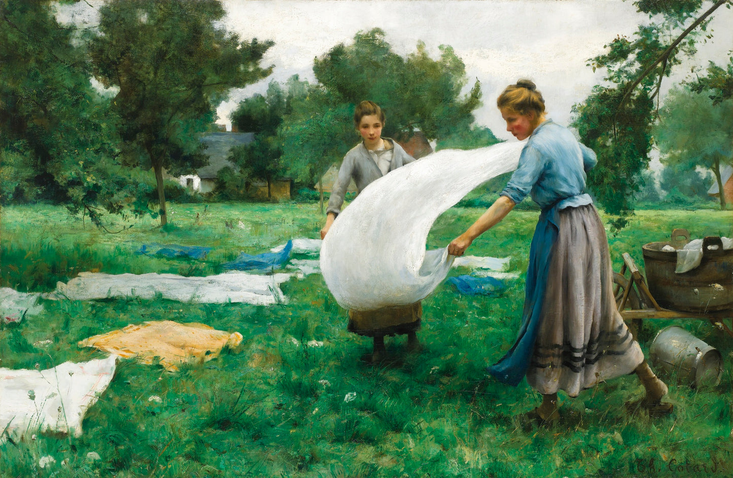 The Laundry, vintage artwork by Therèse Marthe Françoise Cotard-Dupre, 12x8" (A4) Poster